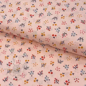 Puuvillakangas Small flowers light salmon ORGANIC