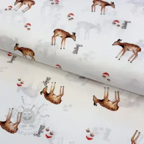 Puuvillakangas Doe white digital print