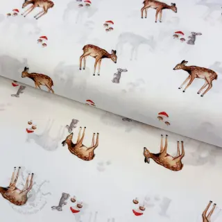 Puuvillakangas Doe white digital print