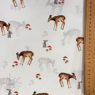 Puuvillakangas Doe white digital print