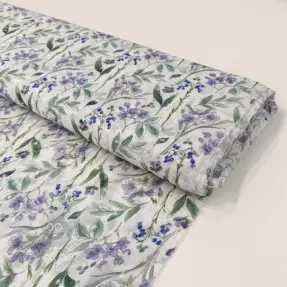 Viskoosi DOBBY Flowers white digital print