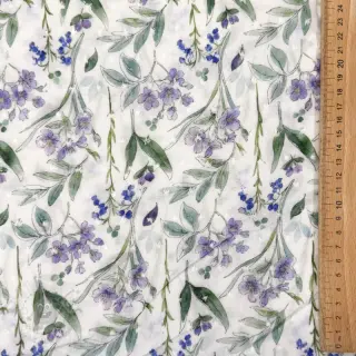 Viskoosi DOBBY Flowers white digital print