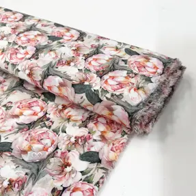 Viskoosi POPLIN STRETCH My flowers green digital print