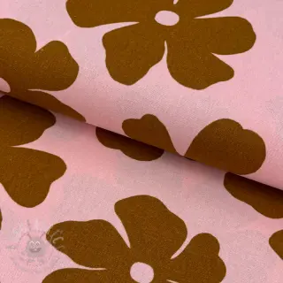 Viskoosi pellavalla Flowers light pink