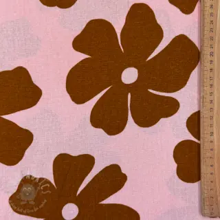 Viskoosi pellavalla Flowers light pink