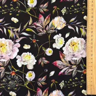 Juhla- ja naistenkankaat MAGNOLIA STRETCH Flowers bouquet black