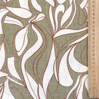 Pellava puuvillalla WASHED Abstract olive
