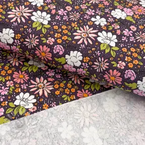 Collegekangas Tiny flowers dark purple