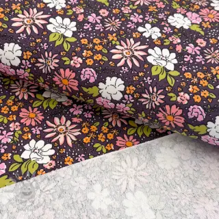 Collegekangas Tiny flowers dark purple