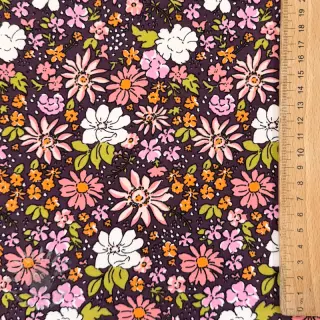 Collegekangas Tiny flowers dark purple
