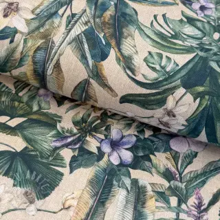 Sisustuskangas Banana leaves linen digital print