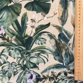 Sisustuskangas Banana leaves linen digital print