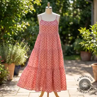 Kaksinkertainen harsokangas/musliini EMBROIDERY Tossed flowers blush