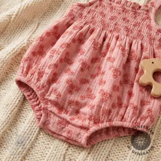Kaksinkertainen harsokangas/musliini EMBROIDERY Tossed flowers blush
