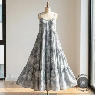 Kaksinkertainen harsokangas/musliini TIE DYE rock grey