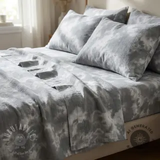 Kaksinkertainen harsokangas/musliini TIE DYE rock grey