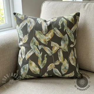 Sisustuskangas Leaves army green digital print