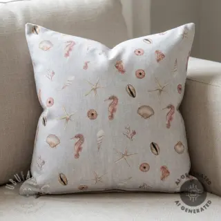 Sisustuskangas Shells linen ecru digital print