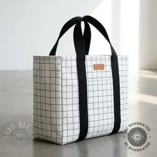 Sisustuskangas premium Perfect grid lines black