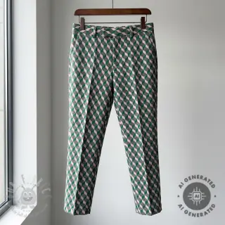 Kangas pukuun KNITTED JACQUARD Graphic green