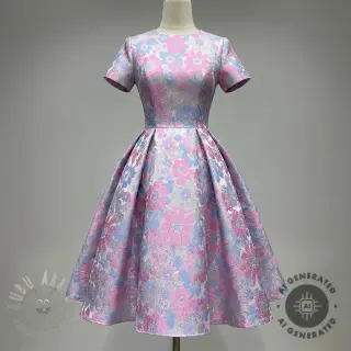 Kangas pukuun JACQUARD Flowers light lilac