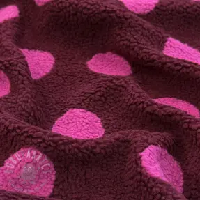 Päällystakkikangas TEDDY JACQUARD Dots burgundy