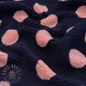 Päällystakkikangas TEDDY JACQUARD Dots navy