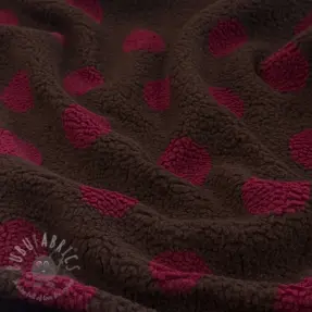 Päällystakkikangas TEDDY JACQUARD Dots dark brown