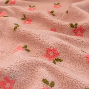 Päällystakkikangas TEDDY Tiny flowers light pink