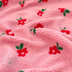 Päällystakkikangas TEDDY Tiny flowers pink