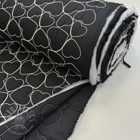 Tikattu kangas EMBROIDERY Hearts black