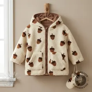 Päällystakkikangas TEDDY JACQUARD Acorns