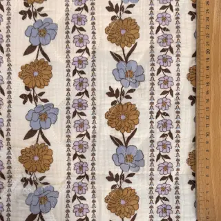 Kaksinkertainen harsokangas/musliini STEPPED Flowers in stripe white