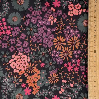 Puuvillakangas VOILE STEPPED Flowerie black digital print