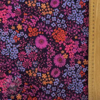 Puuvillakangas VOILE STEPPED Flowerie purple digital print