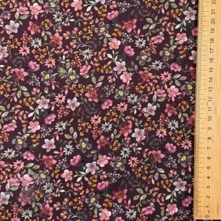 Puuvillakangas Autumn flowers burgundy digital print