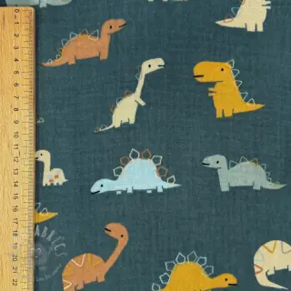 Kaksinkertainen harsokangas/musliini Dinosaurus green
