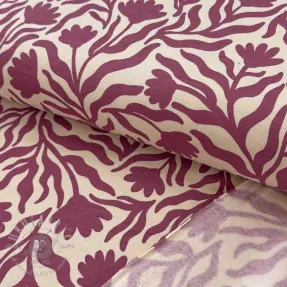 Harjattu collegekangas Flowers burgundy SIMPLY NATURAL
