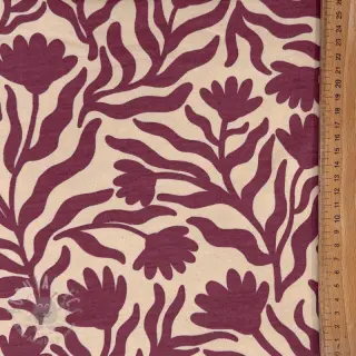 Harjattu collegekangas Flowers burgundy SIMPLY NATURAL