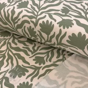 Harjattu collegekangas Flowers army green SIMPLY NATURAL