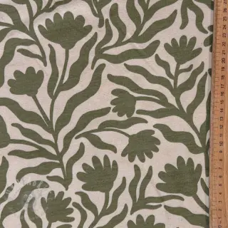 Harjattu collegekangas Flowers army green SIMPLY NATURAL