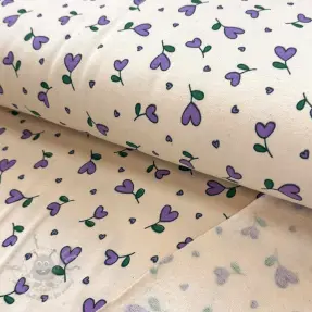Harjattu collegekangas Hearts lilac SIMPLY NATURAL