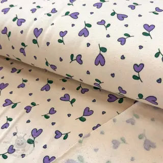 Harjattu collegekangas Hearts lilac SIMPLY NATURAL