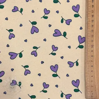 Harjattu collegekangas Hearts lilac SIMPLY NATURAL