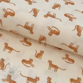 Kaksinkertainen harsokangas/musliini Leopards ecru digital print