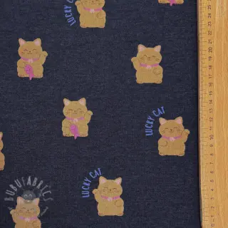 Harjattu collegekangas Lucky cat navy melange