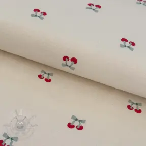 Puuvillakangas FLANNEL Cherries natural