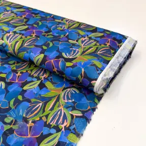 Viskoosi SATIN Sonja blue digital print