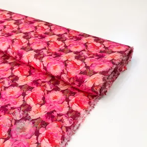 Viskoosi SATIN Samantha pink digital print