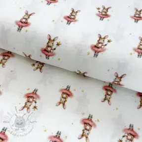 Kaksinkertainen harsokangas/musliini Bunnies white digital print